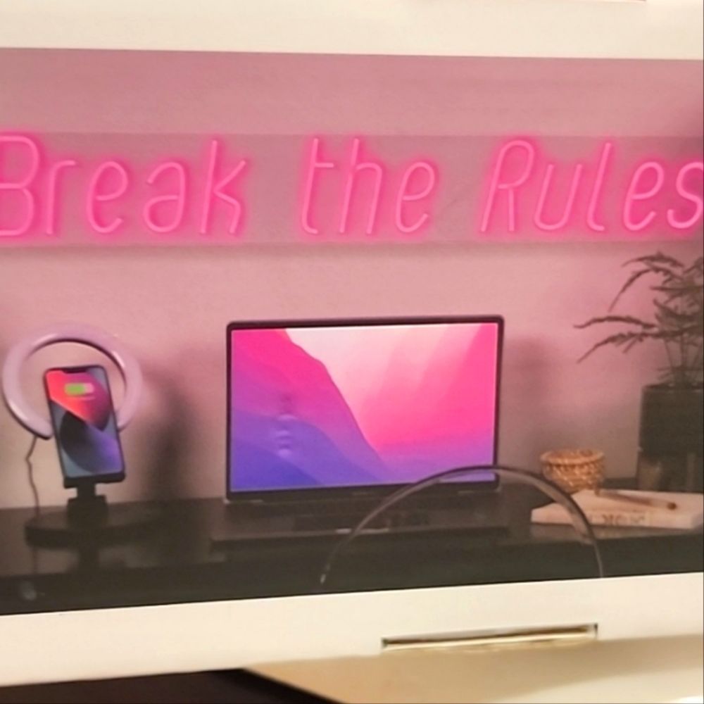 West & Arrow Break The Rules Neon Wall Sign- Pink LED